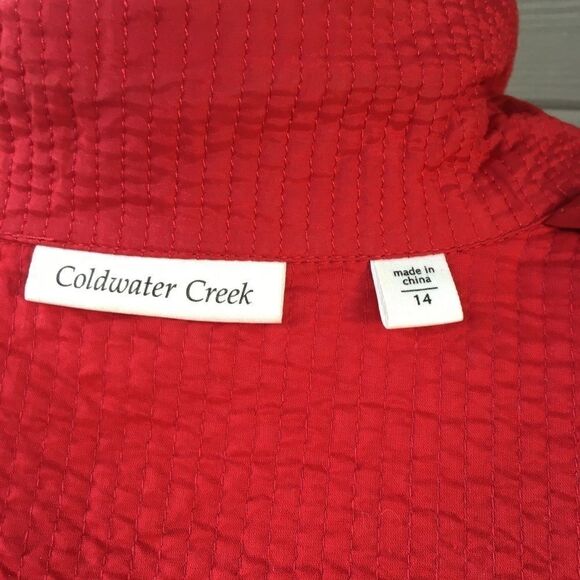 Women’s Red Silk & Cotton Quilted Jacket 14 - Picture 8 of 8